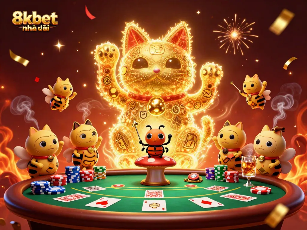 Engage with the exciting world of 8xbet nhà cái, featuring dynamic casino symbols and vibrant gaming action.